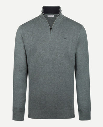 Trui Half-Zip Katoen Merinowol | Winter Sage