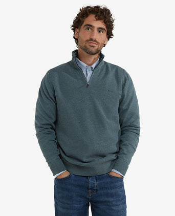 Trui Half-Zip Katoen Merinowol | Winter Sage