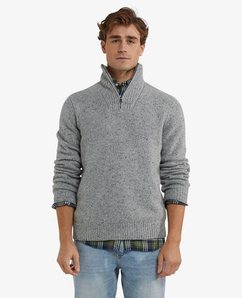 Trui Fisherman Half-Zip | Medium Grey Melange