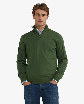 Half-Zip Sweater Luxury Merino Wool | Moss Green