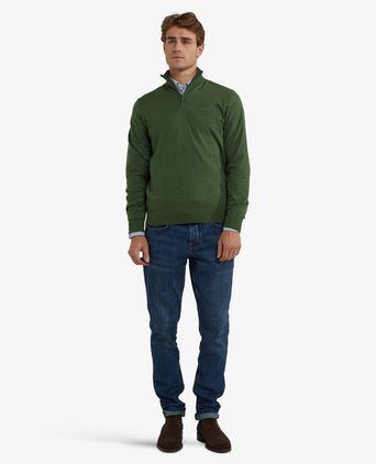 Trui Half-Zip Luxe Merinowol | Moss Green