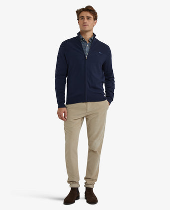 Zip-up vest cotton merino wool | navy