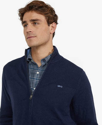 Zip-up vest cotton merino wool | navy