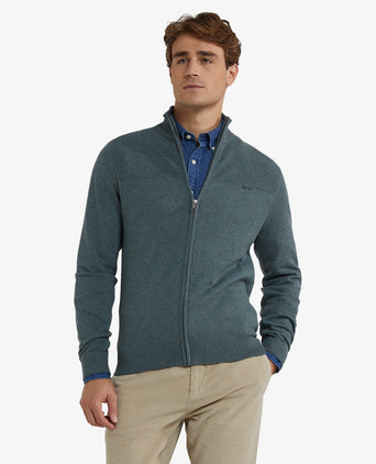 Zip-up vest cotton merino wool | Winter Sage