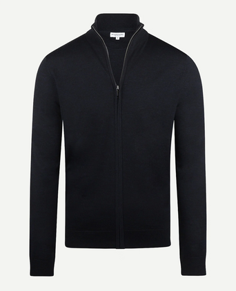 Zipper cardigan Luxury Merino wool | Navy
