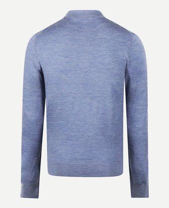 Luxury Merino Wool Long Sleeve Polo Sweater | Vintage Blue