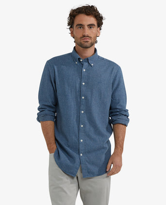 Overhemd Flanel Melange Oxford | Navy