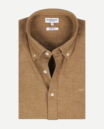 Overhemd Flanel Melange Oxford | Camel