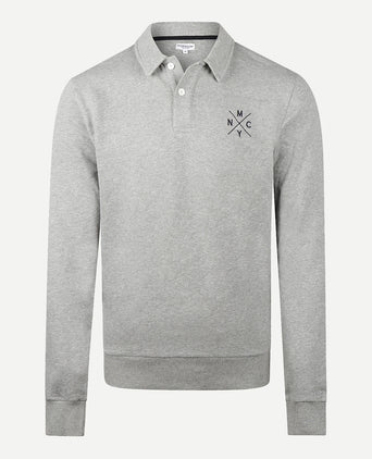 Long Sleeve Polo Sweatshirt | Medium Grey Melange
