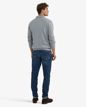 Long Sleeve Polo Sweatshirt | Medium Grey Melange