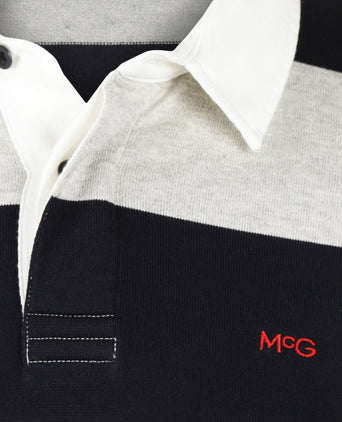 Heritage Gestreept Rugbyshirt | Medium Grey Melange