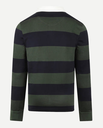 Heritage Gestreept Rugbyshirt | Dark Olive