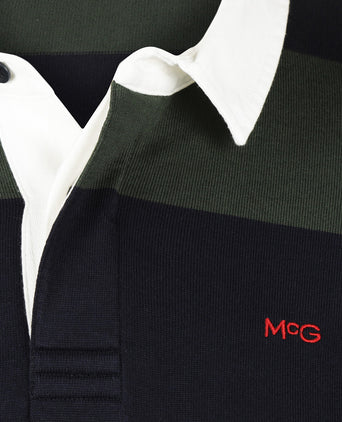 Heritage Gestreept Rugbyshirt | Dark Olive