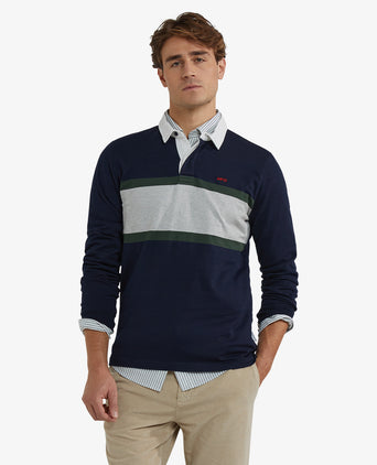 Colourblock Rugbyshirt | Navy