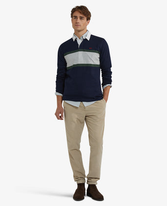 Colourblock Rugbyshirt | Navy