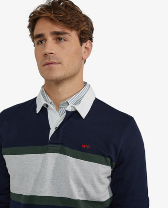 Colourblock Rugbyshirt | Navy