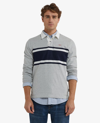 Colourblock Rugby Shirt | Medium Gray Melange