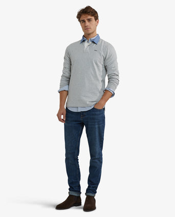 Classic Cotton Rugby Shirt | Medium Grey Melange