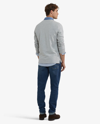 Classic Cotton Rugby Shirt | Medium Grey Melange