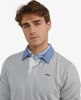 Classic Cotton Rugby Shirt | Medium Grey Melange
