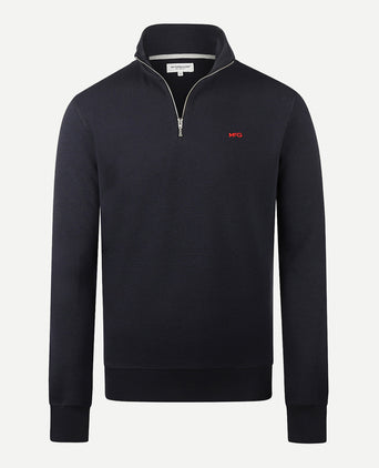 Sweatshirt Half-Zip Ribstructuur | Navy