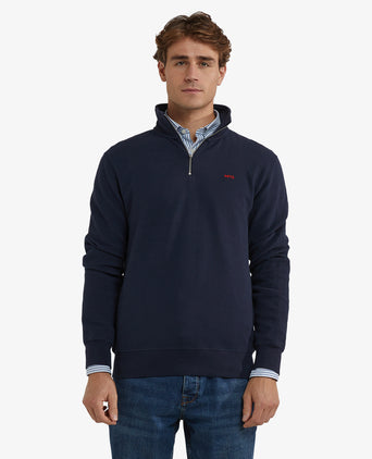 Sweatshirt Half-Zip Ribstructuur | Navy