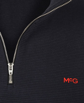 Sweatshirt Half-Zip Ribstructuur | Navy