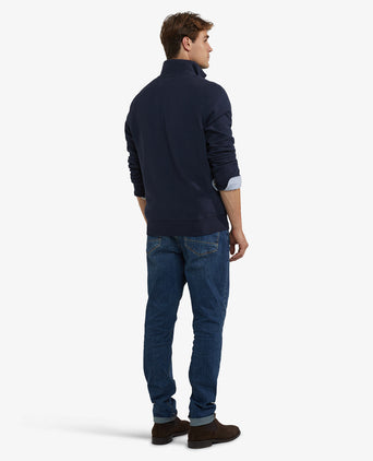 Sweatshirt Half-Zip Ribstructuur | Navy