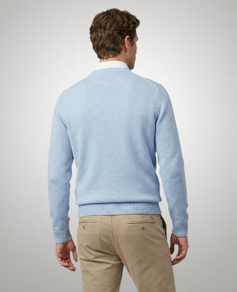 Cotton Crew Neck Sweater | Light Blue