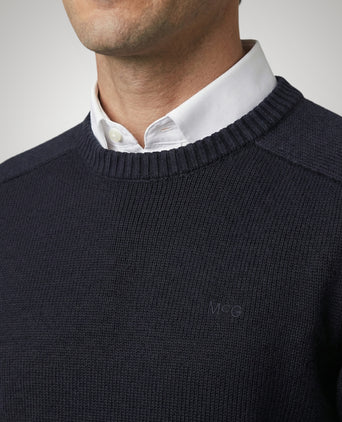 Cotton Crew Neck Sweater | Navy