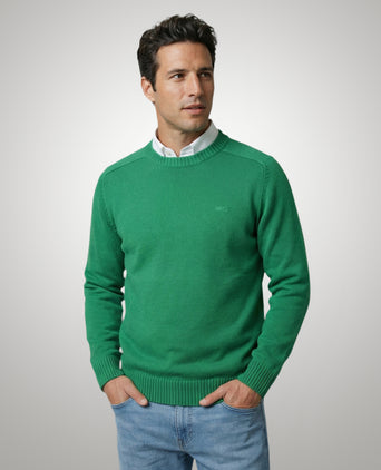 Cotton Crew Neck Sweater | Green