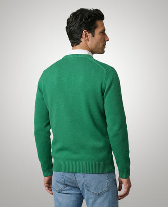 Cotton Crew Neck Sweater | Green