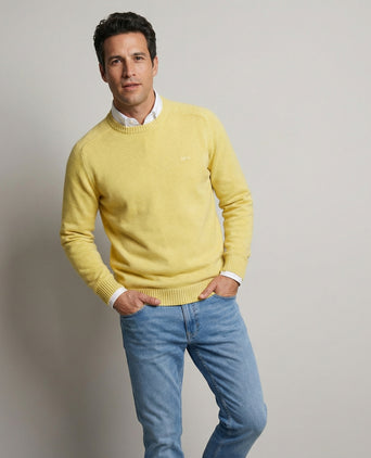 Cotton Crew Neck Sweater | Light Yellow