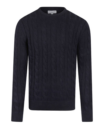 Trui Kabelpatroon Katoen Ronde Hals | Navy