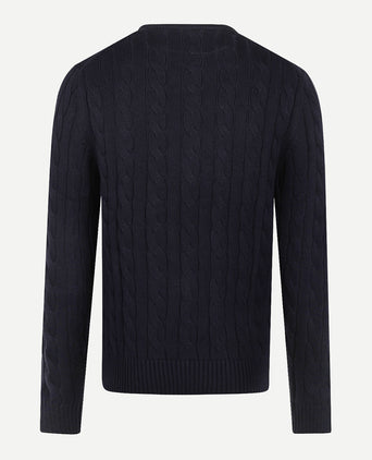 Trui Kabelpatroon Katoen Ronde Hals | Navy