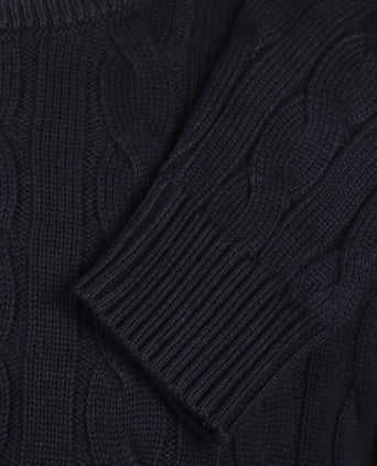 Cable Knit Sweater Cotton Crew Neck | Navy
