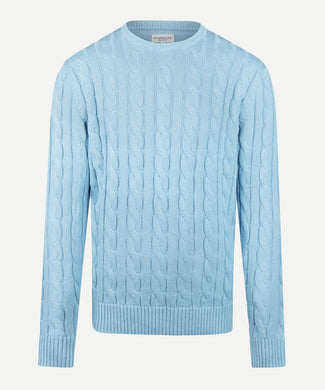 Trui Kabelpatroon Katoen Ronde Hals | Capri Blue Trui Kabelpatroon Katoen Ronde Hals | Capri Blue