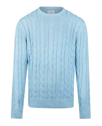 Trui Kabelpatroon Katoen Ronde Hals | Capri Blue