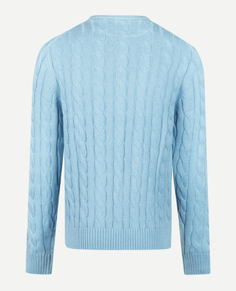 Trui Kabelpatroon Katoen Ronde Hals | Capri Blue