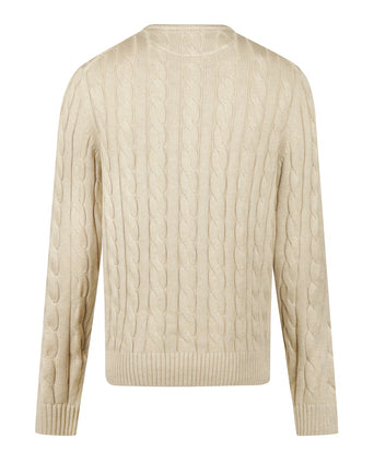 Cable Knit Sweater Cotton Crew Neck | Sand