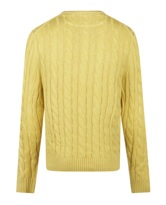 Trui Kabelpatroon Katoen Ronde Hals | Light Yellow