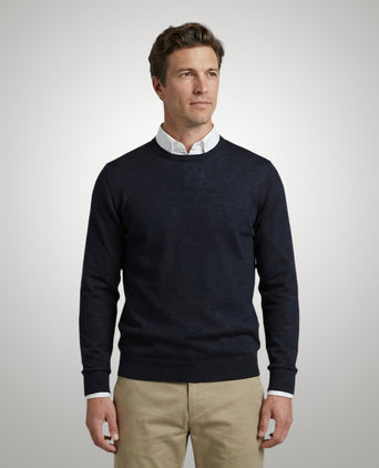 Extra Fine Merino Crew Neck Sweater | Navy