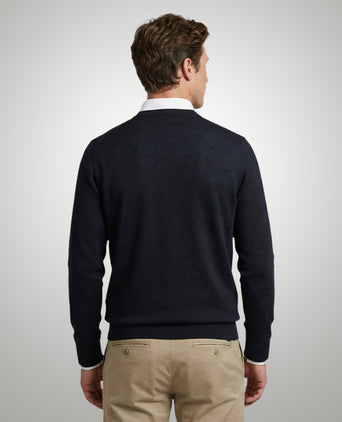 Extra Fine Merino Crew Neck Sweater | Navy
