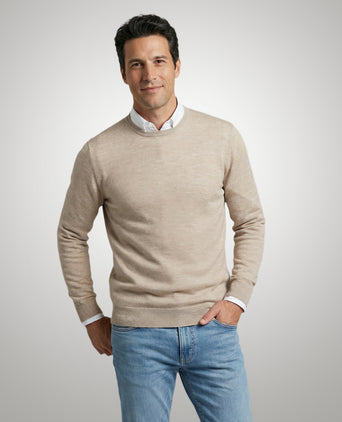 Extra Fine Merino Crew Neck Sweater | Sand