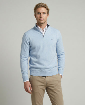 Half-Zip Sweater Cotton Cashmere | Light Blue