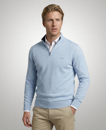 Half-Zip Sweater Cotton Cashmere | Light Blue