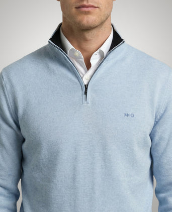 Half-Zip Sweater Cotton Cashmere | Light Blue