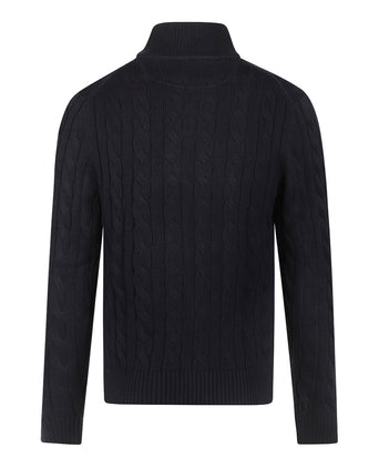 Half-Zip Cable Knit Sweater Cotton | Navy