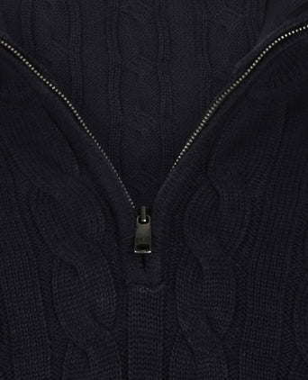 Half-Zip Cable Knit Sweater Cotton | Navy