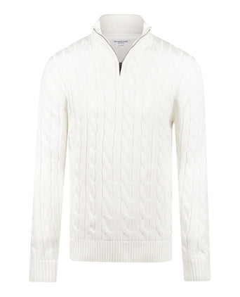 Half-Zip Cable Knit Sweater Cotton | Off White